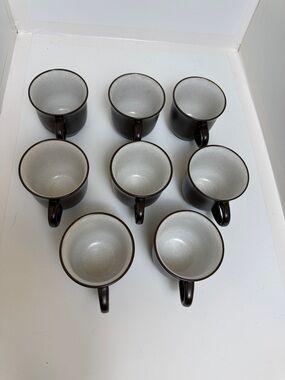 Noritake Folkstone Brown and Cream Ceramic Mugs - Set of 8